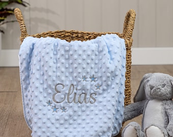 Personalised Baby Star Swaddle Wrap, Soft and Fluffy, Embroidered Gift for Boys or Girls