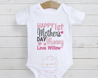Personalised Happy 1st Mothers Day Mothers Day Baby Bodysuit Baby Vest 114