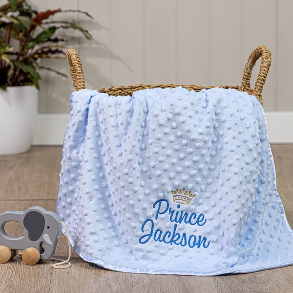 Personalised Prince Baby Blanket, Royal Baby, Crown Design, Soft and Fluffy