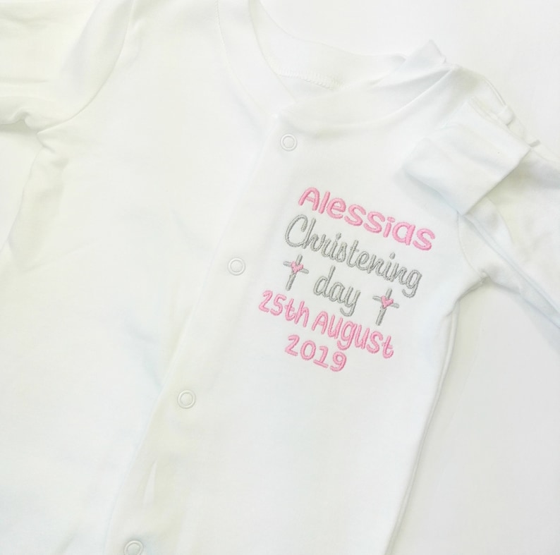 Personalised Christening Baby Boy or Girl Sleepsuit Etsy UK