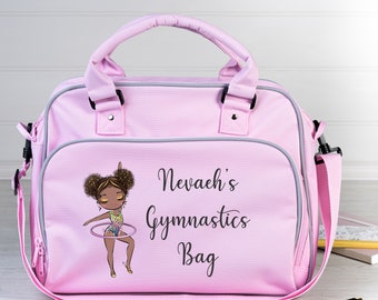 Borsa da ginnastica personalizzata - Ginnasta POC nera, marrone - Nome personalizzato - Regalo perfetto per bambini attivi