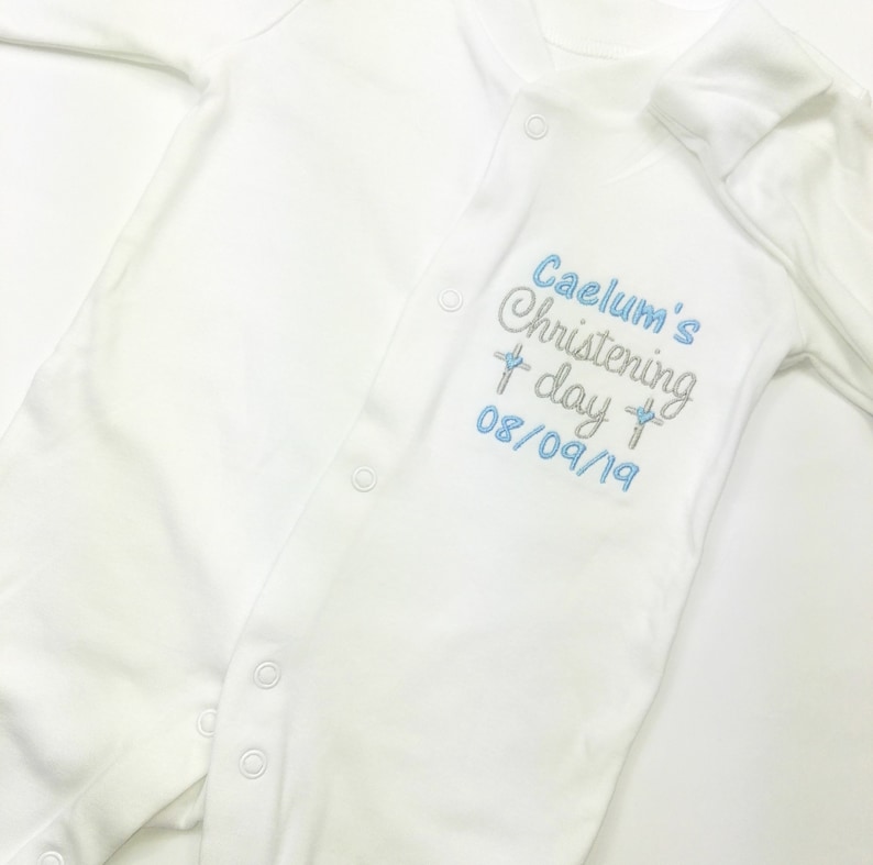 Personalised Christening Baby Boy or Girl Sleepsuit Etsy
