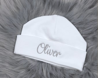 Baby Hat, Personalised With Any Name in Almost Any Colour, Custom Embroidered Gift, Choice of Size