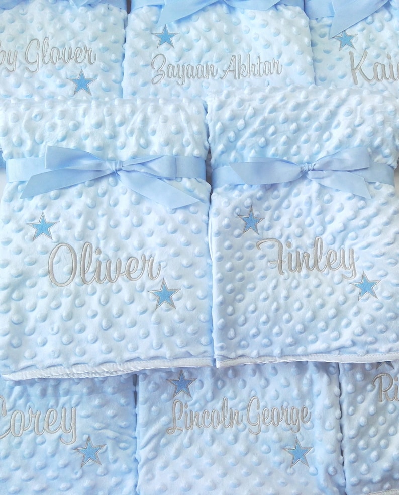 Personalised Baby Boy Blue Blanket Soft and Fluffy Etsy