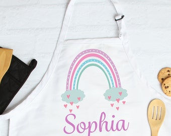 Personalised Purple Rainbow Apron, Adult and Children Sizes, Any Name, Custom Printed, Baking Gift