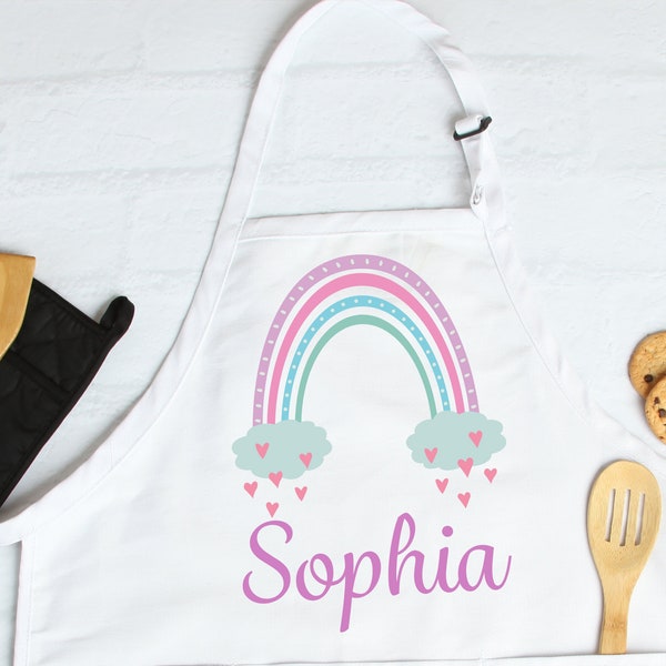 Personalised Purple Rainbow Apron, Adult and Children Sizes, Any Name, Custom Printed, Baking Gift