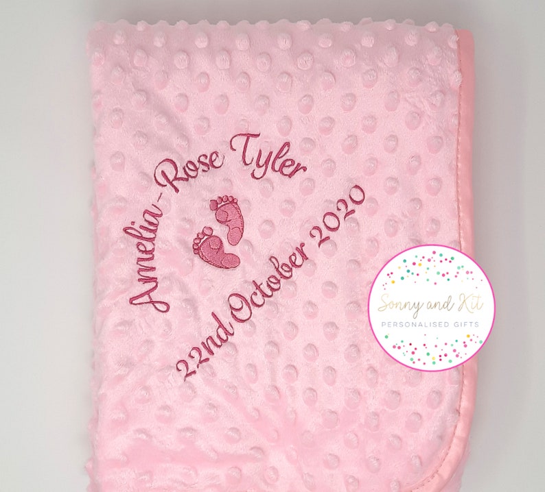Personalised Baby Blanket Pink Blue Grey or White Soft and Etsy