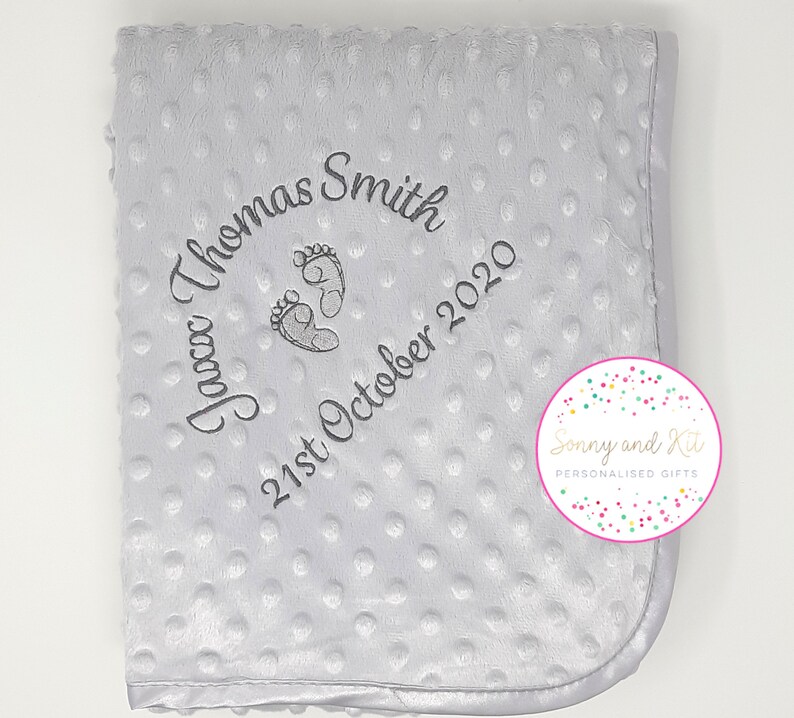 Personalised Baby Blanket Pink Blue Grey or White Soft and Etsy