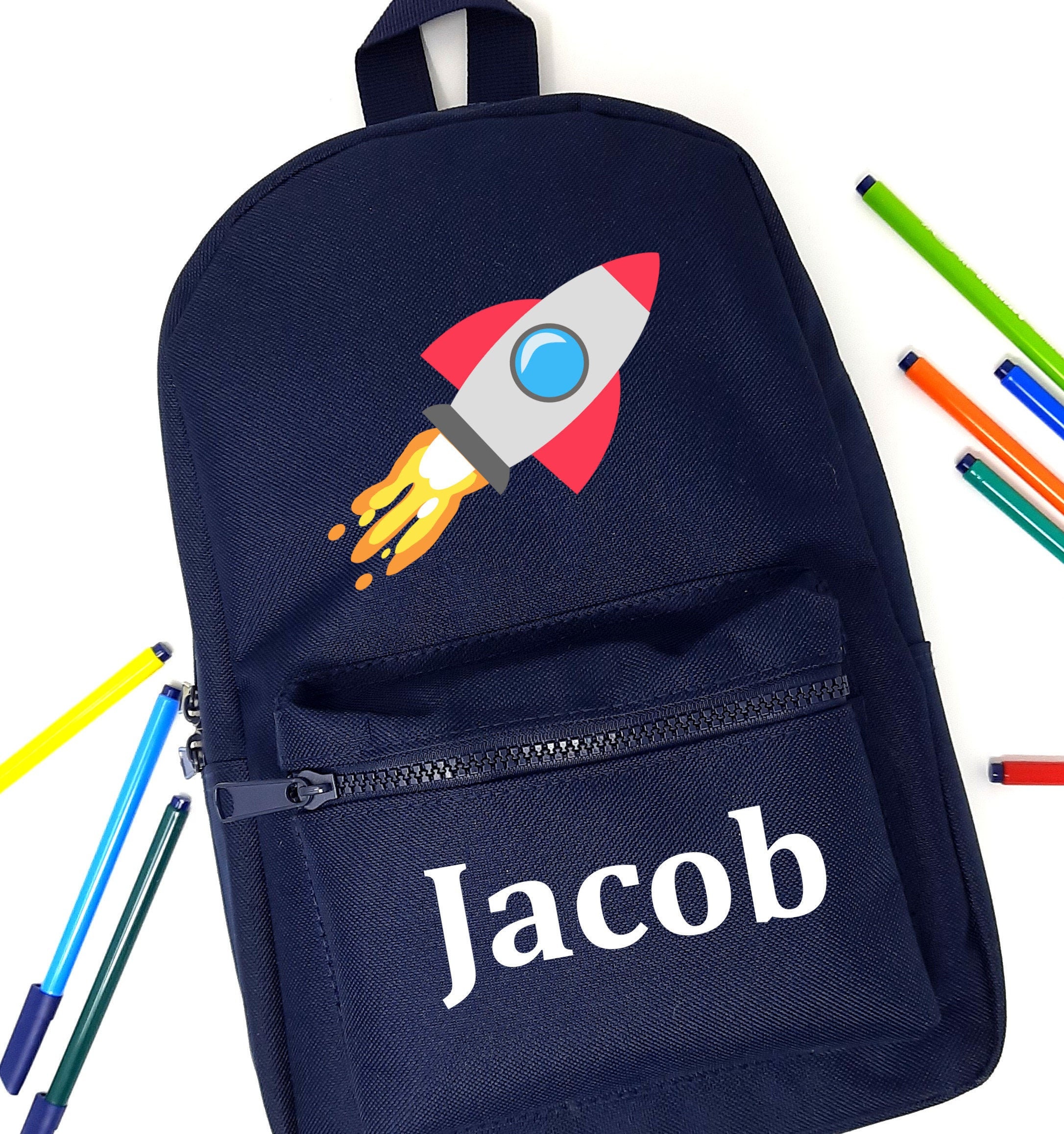 Personalised Backpack School Bag Rucksack Spaceship Rocket Etsy UK