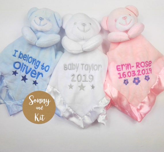 Edredón Manta de Bebé Suave Bordado Personalizado Oso De Peluche-Regalo de Bebé