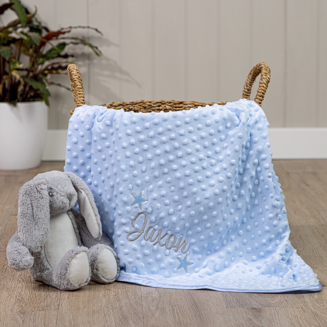 Personalised Baby Boy Blue Blanket Soft and Fluffy Etsy