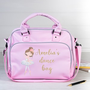 Personalisierte Balletttasche, Ballerina, Glitzerdruck, individuell, rosa Schulranzen, JEDER NAME