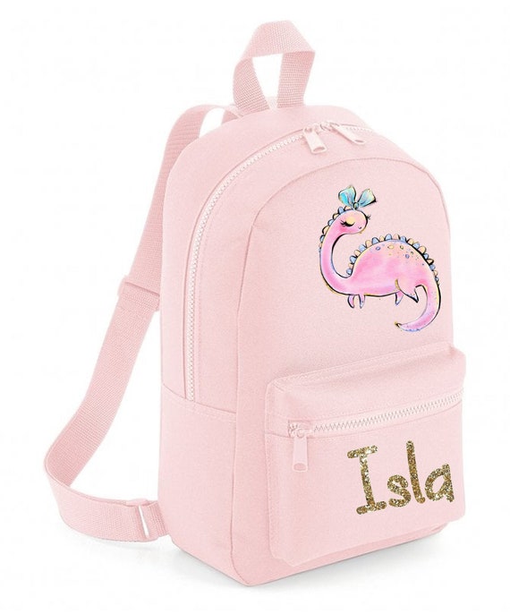 Personalised Backpack School Bag Rucksack Cute Girl Dinosaur With