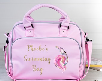 Bolsa de natación de sirena personalizada - Danza, gimnasia y más - Nombre personalizado - Regalo perfecto para niños activos