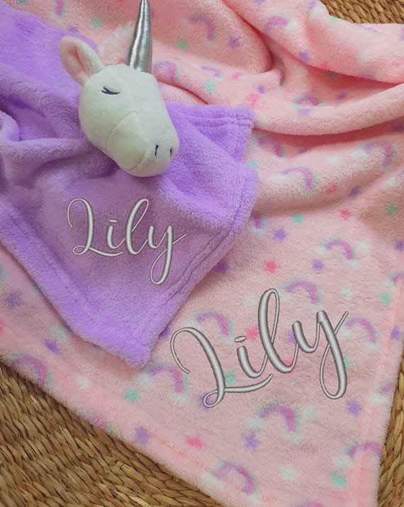 Embroidered Unicorn Blanket and Comforter, Baby Gift, Embroidered