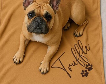 Personalised Dog Blanket, Paw Print Design, Lots of Blanket Colours, Choice of Embroidery Colour
