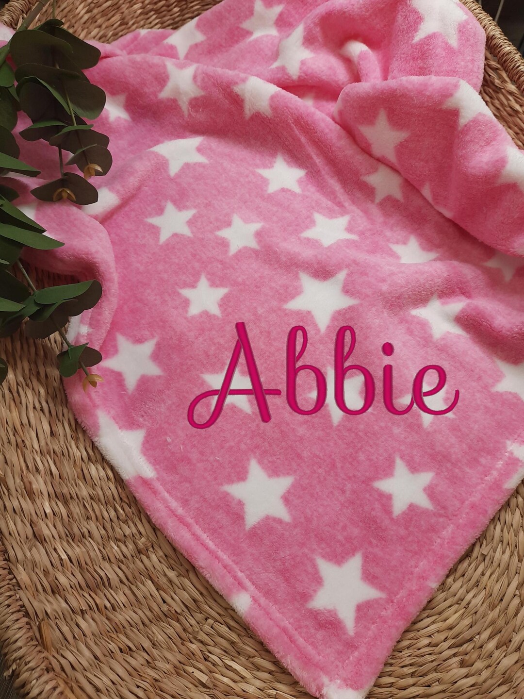 Embroidered Pink Baby Star Wrap - Choose Wrap Colour, Font, and ...