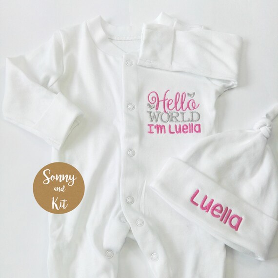 baby sleepsuit and hat set