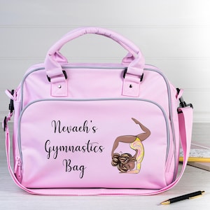 Sac de gymnastique personnalisé - noir, marron, gymnaste POC - nom personnalisé - cadeau parfait pour les enfants actifs