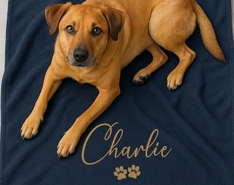 Personalised Dog Blanket, Paw Print Design, Lots of Blanket Colours, Choice of Embroidery Colour