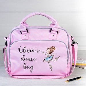 Personalised Ballet Dance Class Bag, Red Head Red Hair Ballerina, ANY NAME added, Pink Satchel