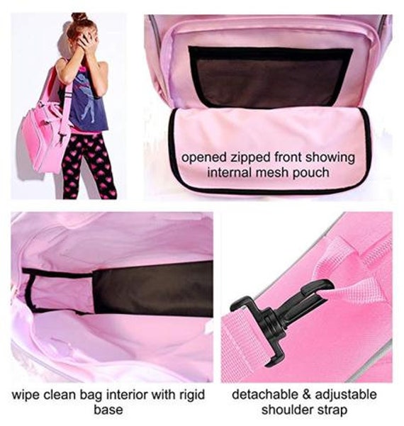 Personalised Ballet Dance Class Bag POC Black Brown Ballerina ANY NAME added Pink Satchel