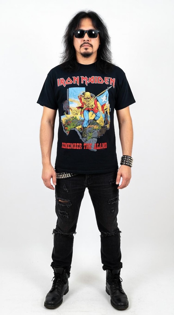Iron Maiden Shirt Remember the Alamo Brain Damage in Tejas Texas