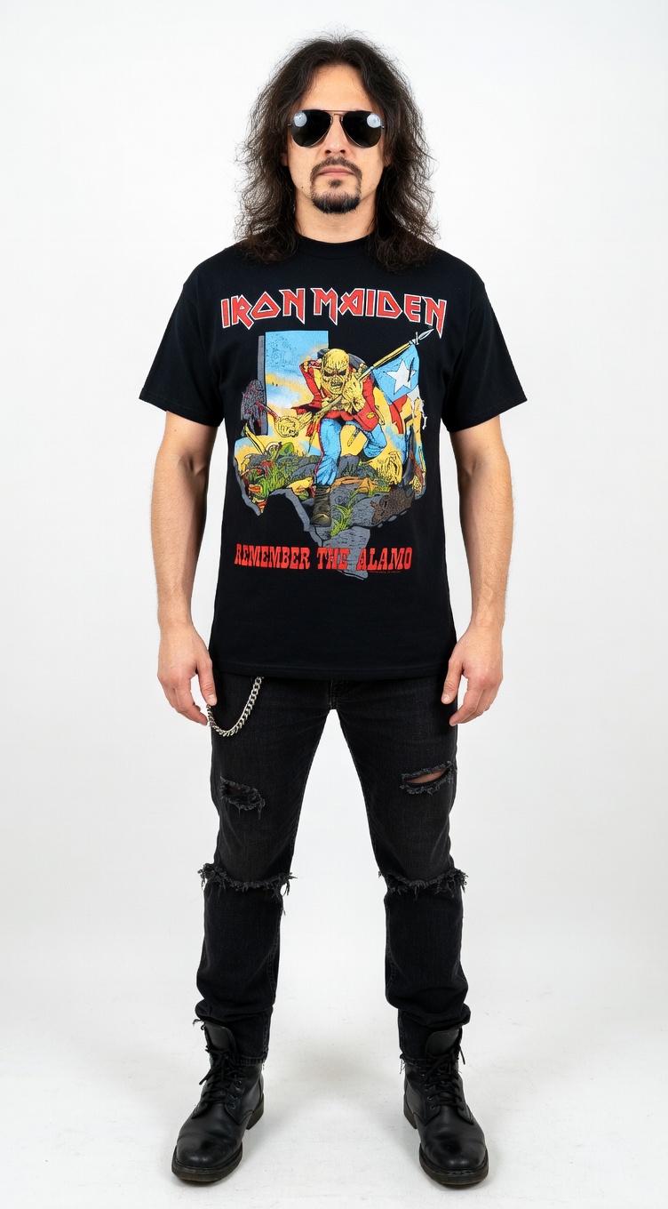 Iron Maiden Shirt Remember the Alamo Brain Damage in Tejas Texas