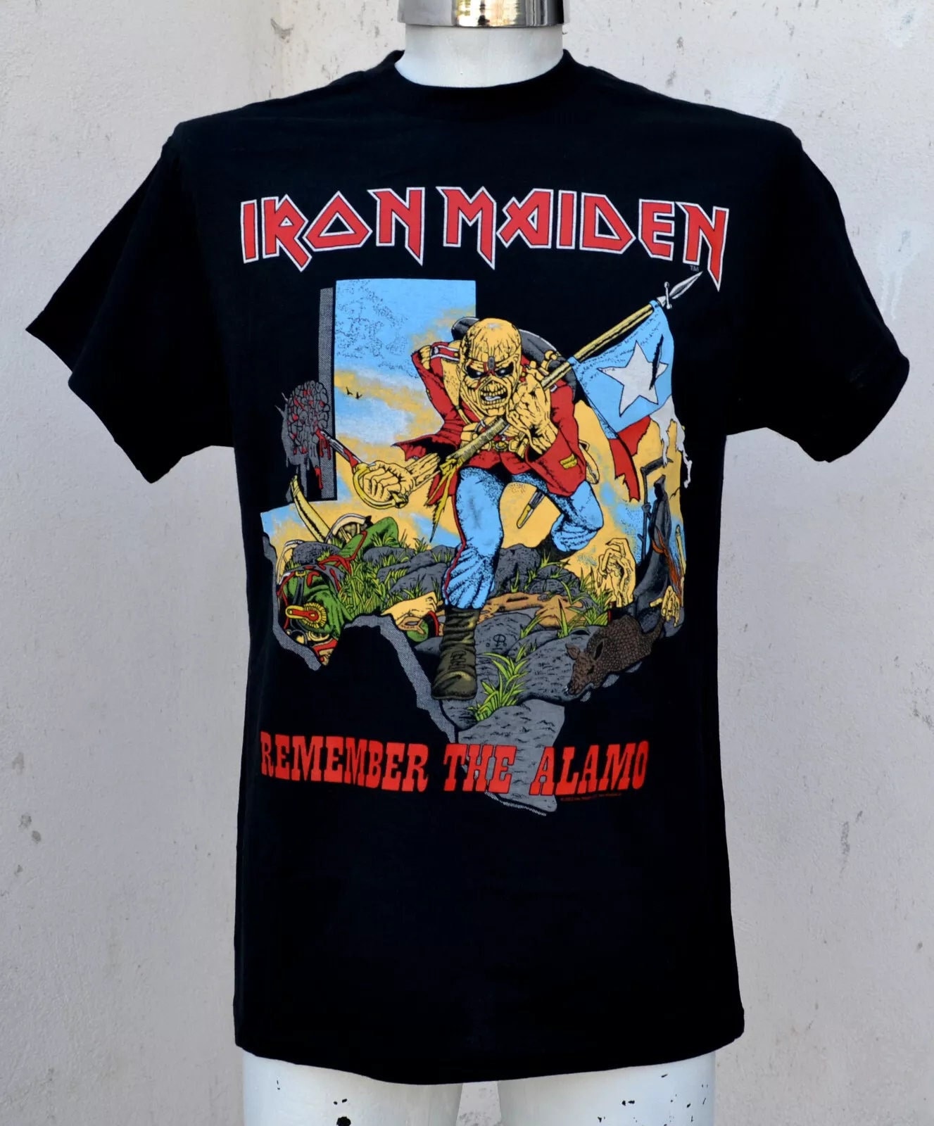 Iron Maiden Shirt Remember the Alamo Brain Damage in Tejas Texas
