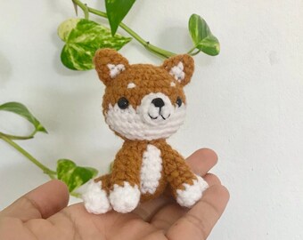 Limited Edition Gehäkelter Shiba Inu Hund Schlüsselanhänger Japanische Crochet Amigurumi Puppy Kinder Adventskalender  Weihnachtsgeschenk