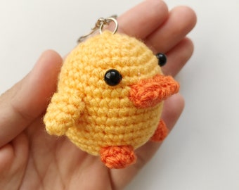 Gehäkelte Ente Schlüsselanhänger Stofftier Crochet Amigurumi Duck Weihnachtsgeschenk Kinder Erwachsene Adventskalender Handgemacht