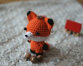 Fox Crocheted Keychain Stuffed Animal Mini Cuddly Toy Gift Kids Crochet Fox Amigurumi Advent Calendar Christmas Gift