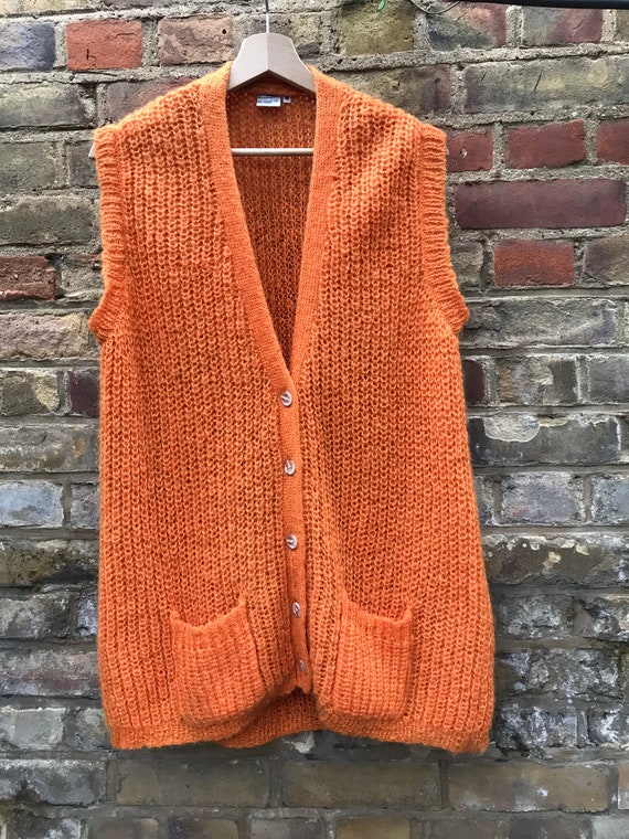 Vintage 80s mohair orange jumper vest oversized