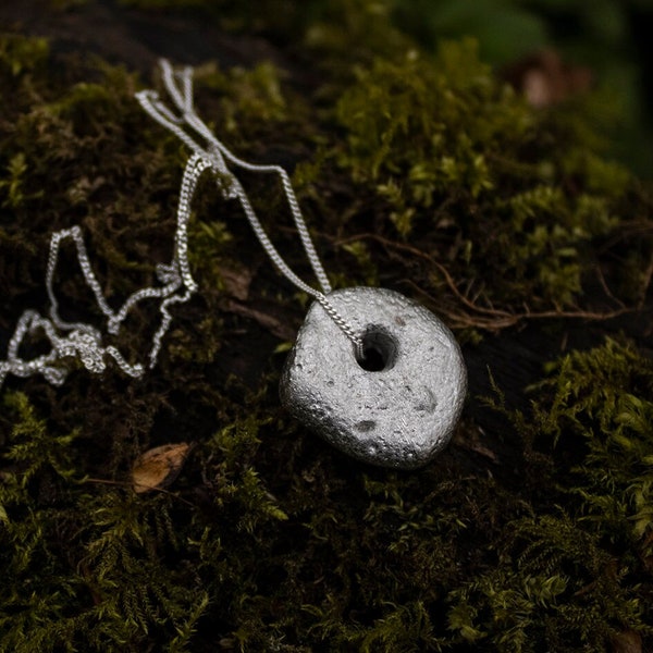 Glenummera Hag Stone Handmade Silver Pewter Protective Druid Pendant Necklace // Adder, Odin Stone