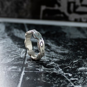 Bordstein ""Wave"" Massiv Silber Handmade Lost Wax geschnitzte Ring Maßgeschneidert."