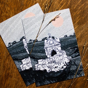 Cartão Postal Holy Well // Folclore da Ilustração da Paisagem Irlandesa