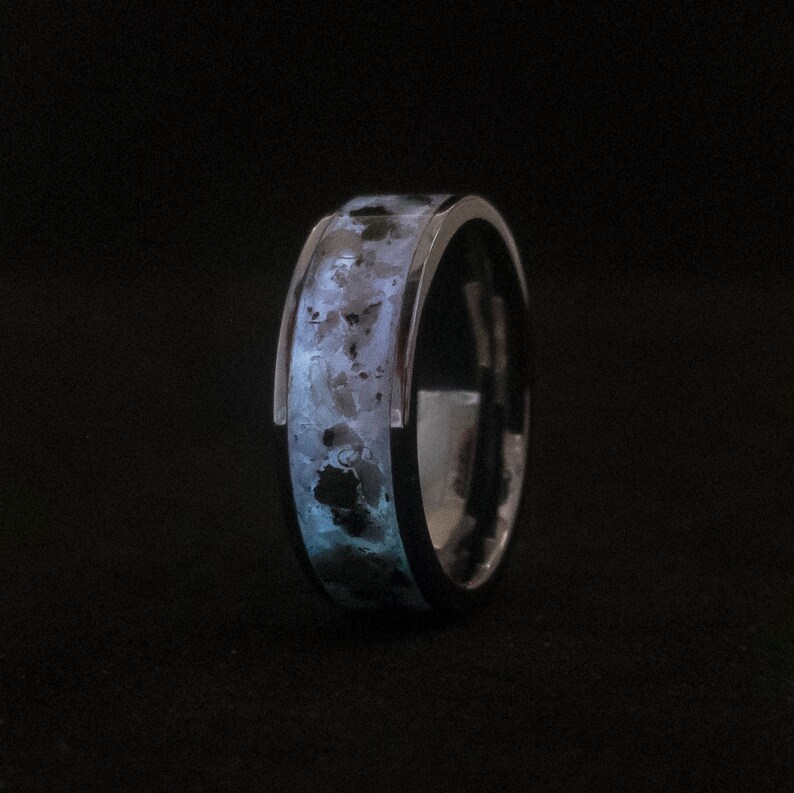 Kolob, Salt Lake Temple Granite & Opal, Glow Ring, Wedding Band, Mission Ring, Anniversary Gift image 3