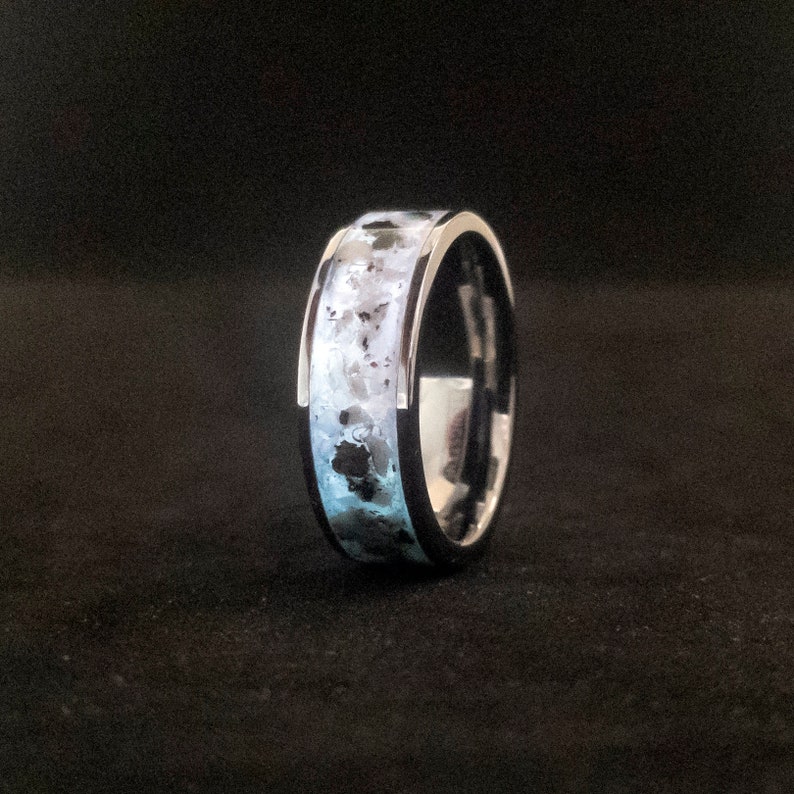 Kolob, Salt Lake Temple Granite & Opal, Glow Ring, Wedding Band, Mission Ring, Anniversary Gift image 1
