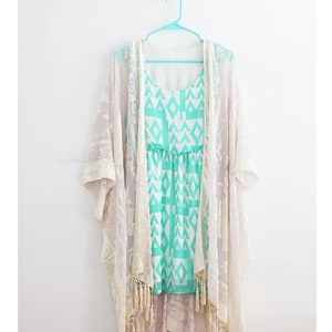 Cream Burnout Velvet Kimono