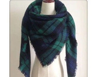 Plaid Blanket Scarf Etsy