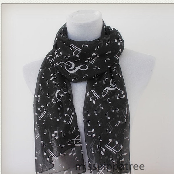 Black and White Music Note Infinity Scarf,Music themed scarf,For music lover,Piano teacher gift,Music teacher gift,Musician gift