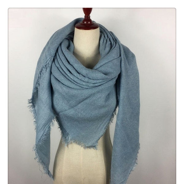 Dusty Blue Blanket Scarf Shawl / Wedding Scarf/ Bachelorette Party Giftl / Bridesmaid Shawl / Wedding Favor / Bridal Wrap / Wedding Shawl