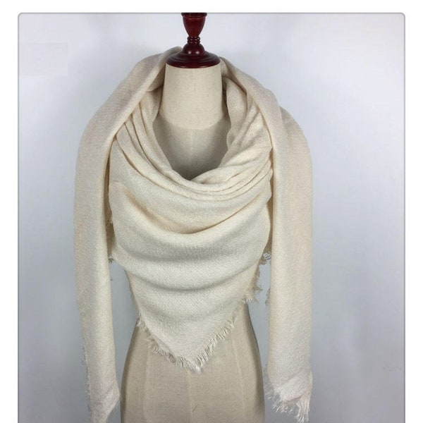 Cream Blanket Scarf Shawl / Wedding Scarf/ Bachelorette Party Giftl / Bridesmaid Shawl / Wedding Favor / Bridal Wrap / Wedding Shawl