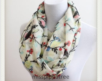 Scarf with robins on Clearance