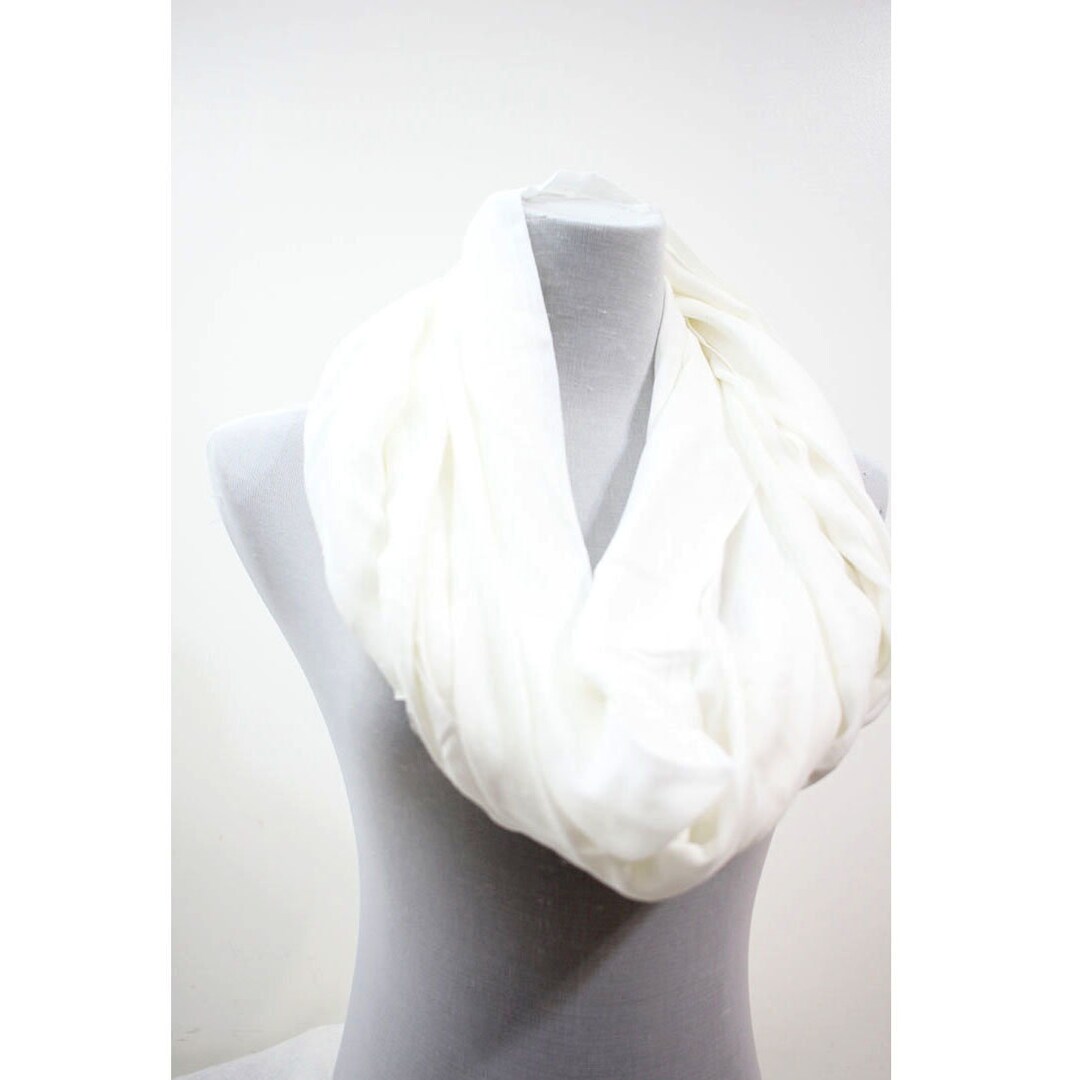 White Infinity Scarves Solid Color Bohemian Scarf for Her Etsy