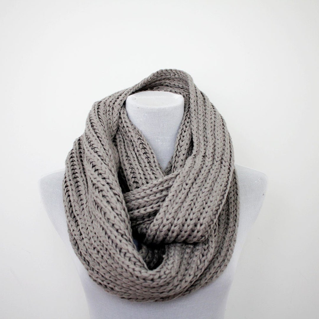 Classic Gray Winter Scarf Knit Long Pattern Knitted Winter Etsy UK