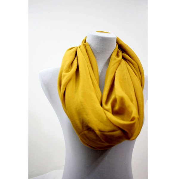 mustard yellow boho scarf baby fringes, infinity scarf for her, scarves for women, solid color scarves, Bohemian Scarf, Gift for Wife