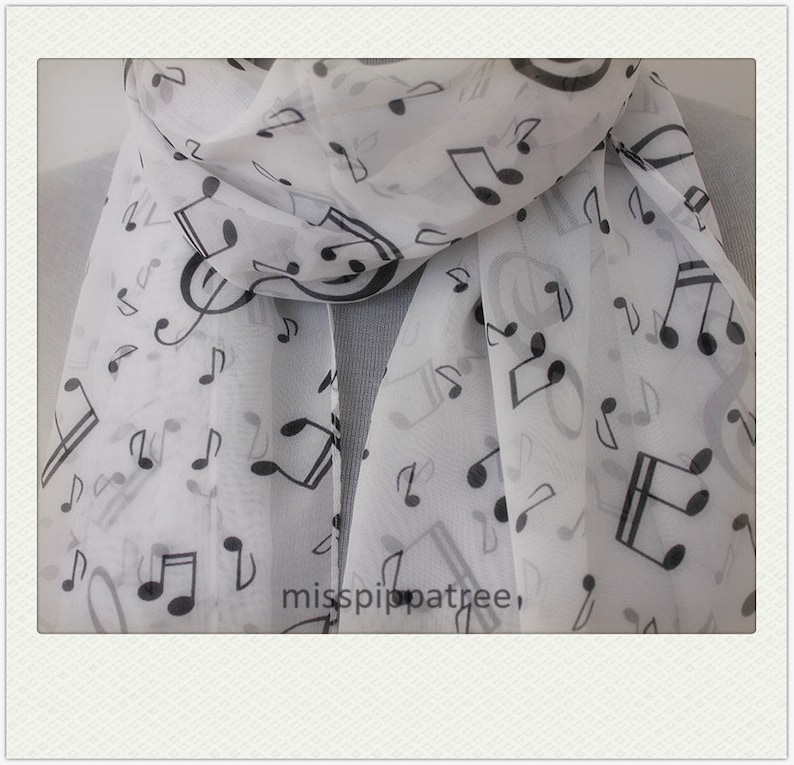 Black and White Music Note Infinity Scarfmusic Themed - Etsy