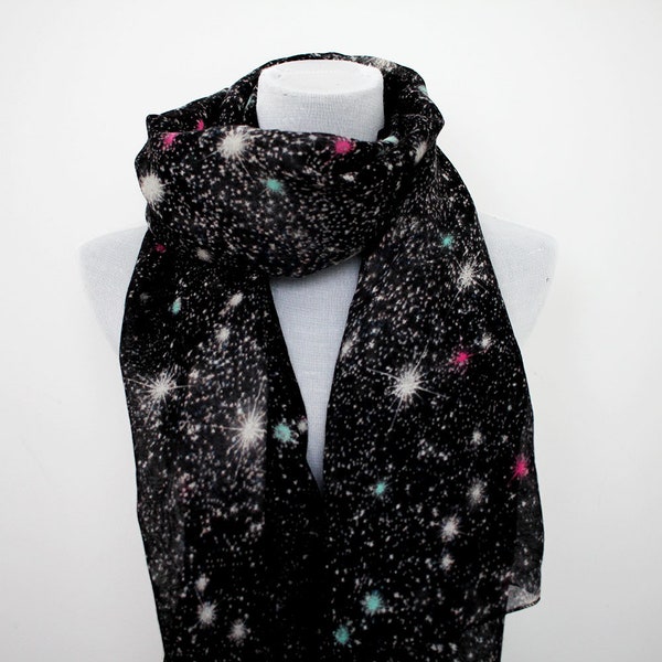 Galaxy Print Scarf for Women Lightweight Astronaut Milkyway Scarves for Spring Fall Shawl Wrap