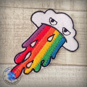 Toppa da CUCIRE con nuvola arcobaleno per giacche, toppa carina e divertente, applicazione su felpe, jeans, denim, borse